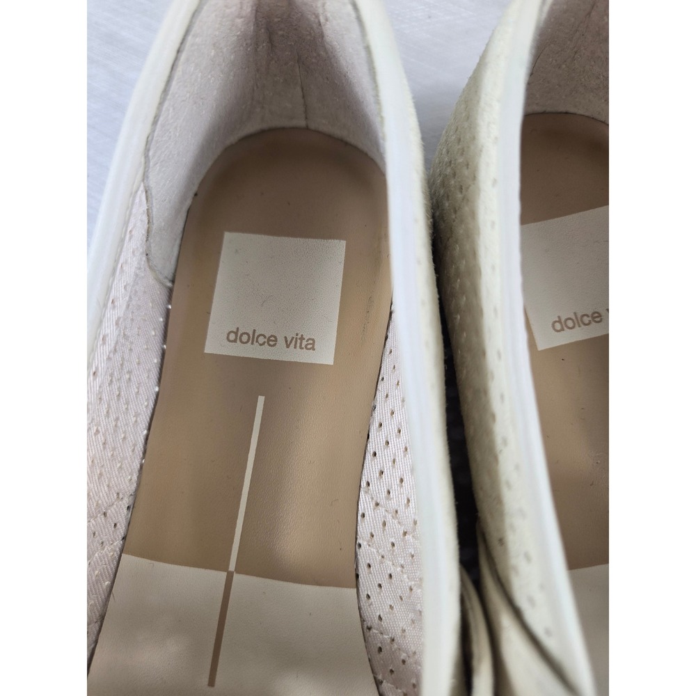 Dolce Vita Womens Cream Perforated Suede Double Buckle Mary Jane Flats Size 6 - Picture 3 of 10